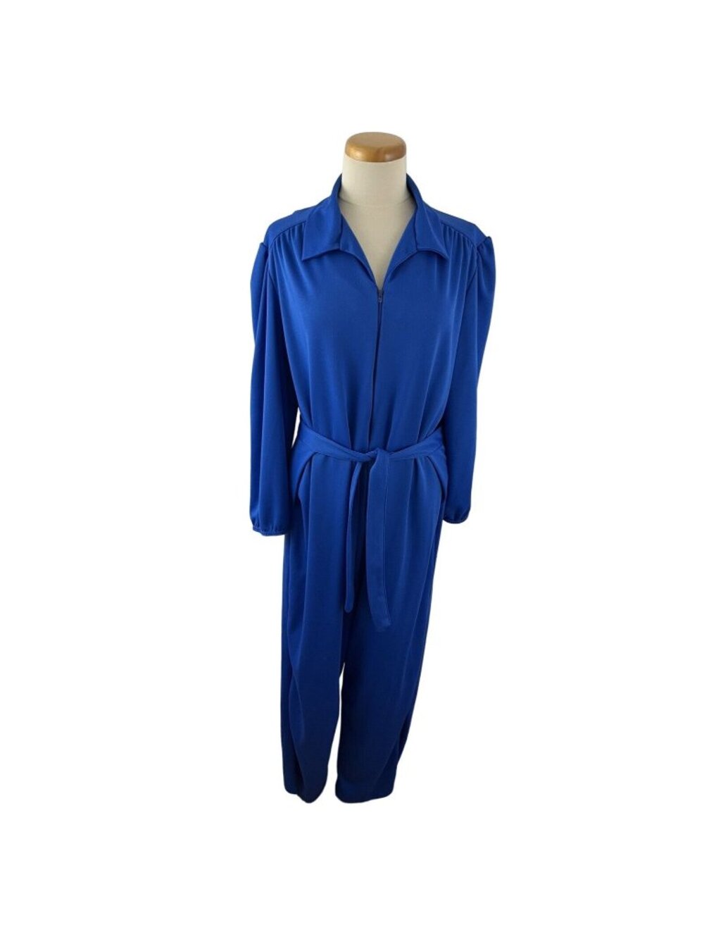 Vintage Improved Living XL Polyester Jumpsuit Wrap Waist Mod Disco Zip Front